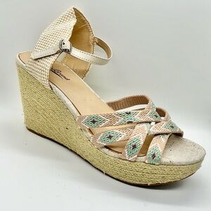 Like New Lucky Brand Wedge Heel Strappy Summer Sandals Size 8 1/2